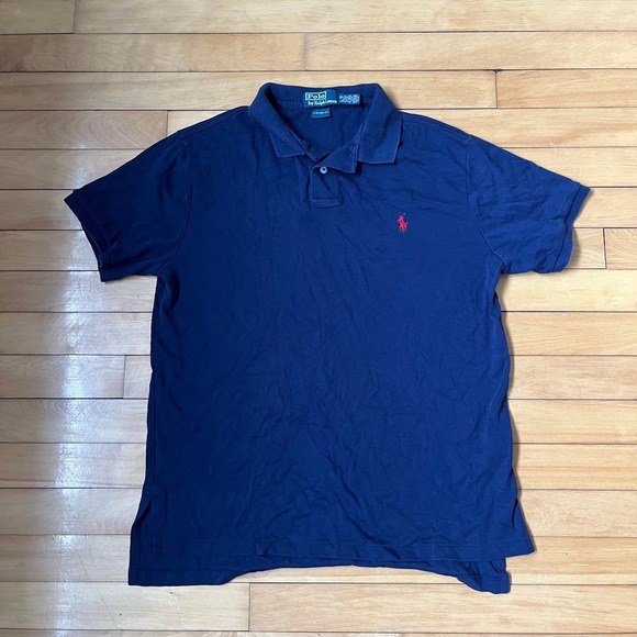 Polo Ralph Lauren Other - Polo Ralph Lauren Mens Navy Blue Custom Fit Short Sleeve Shirt Large Red Pony